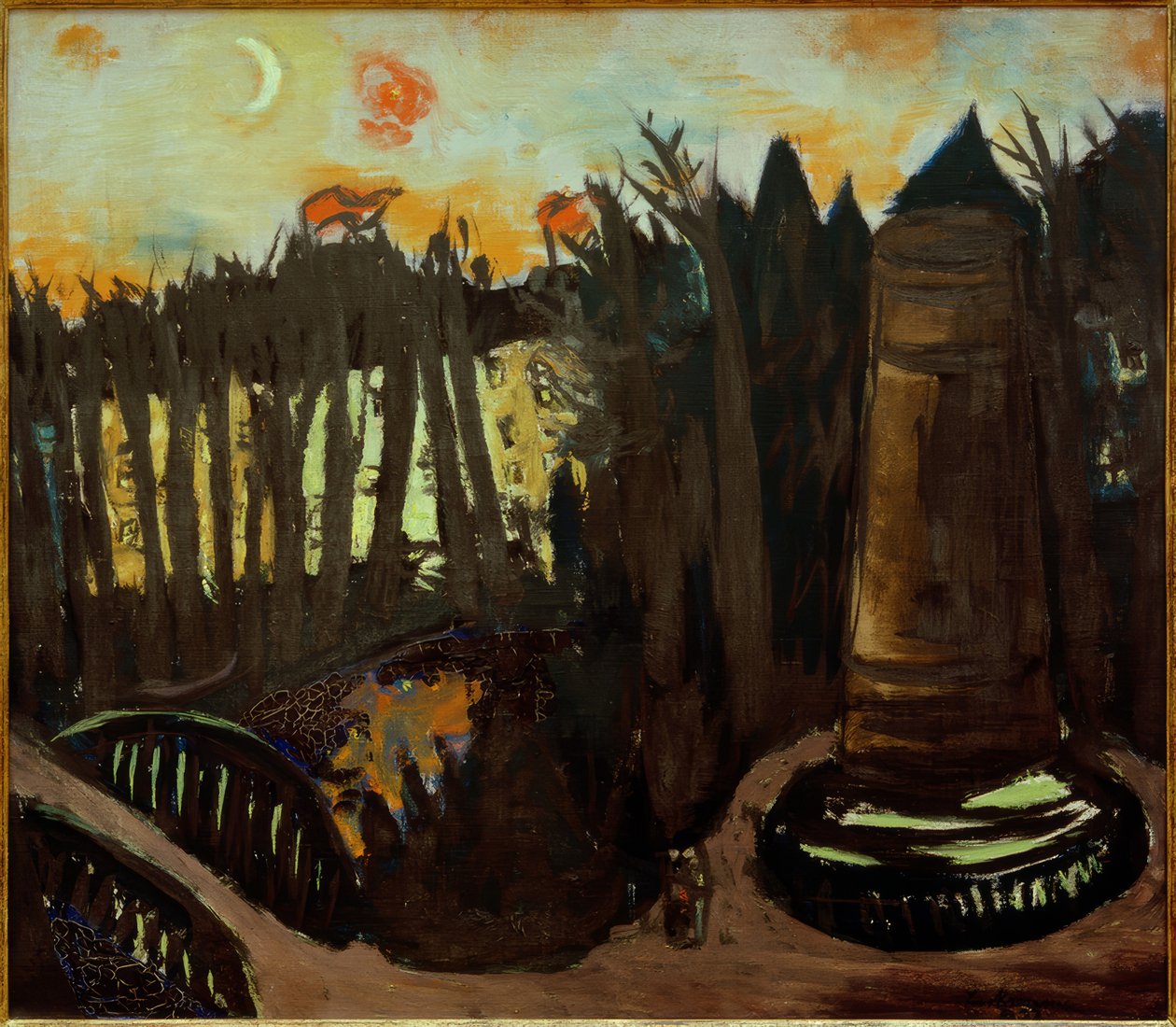 Tiergarten éjjel vörös égbolttal alkotó: Max Beckmann