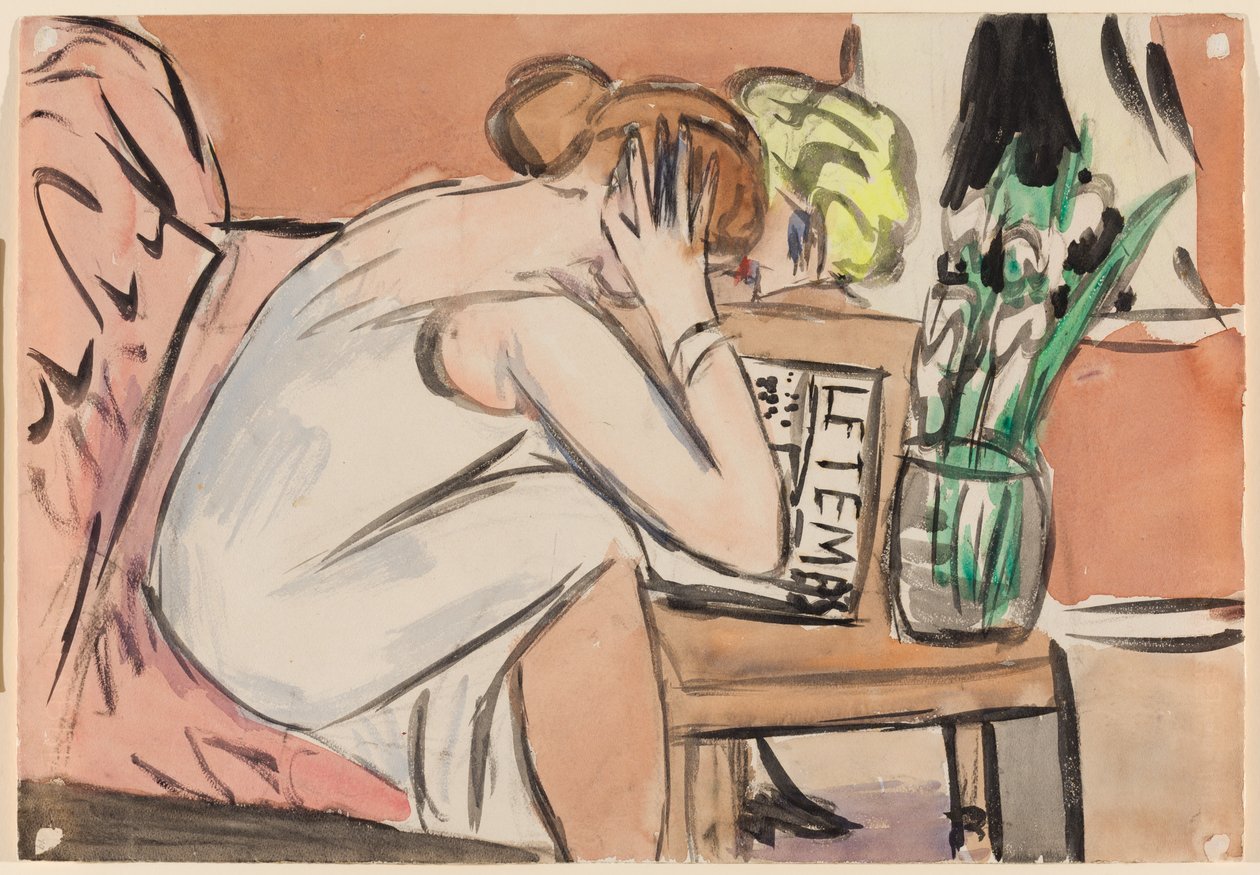 Két lány, akik olvasnak alkotó: Max Beckmann