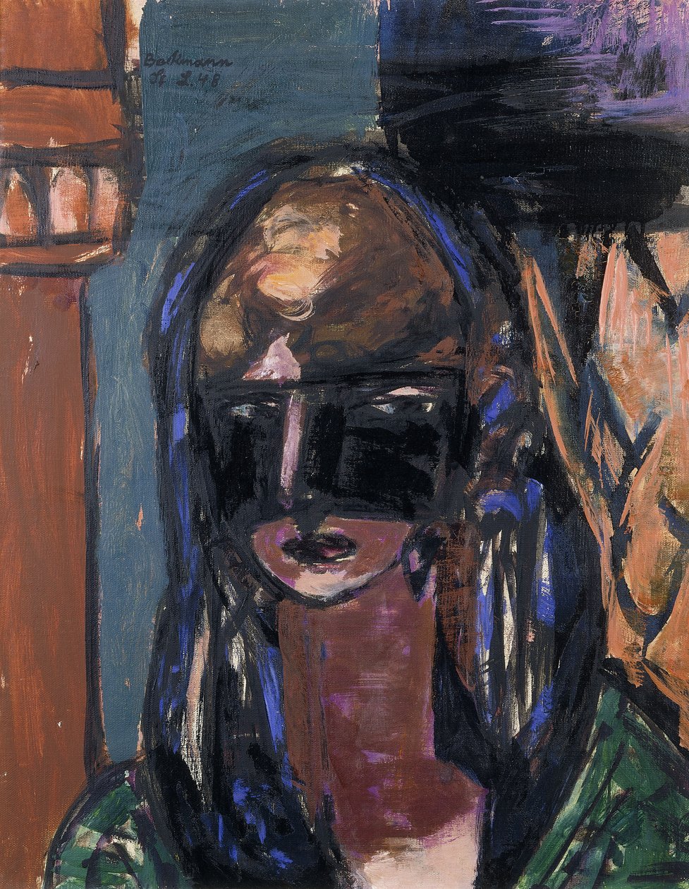 nő maszkkal; nő maszkkal alkotó: Max Beckmann