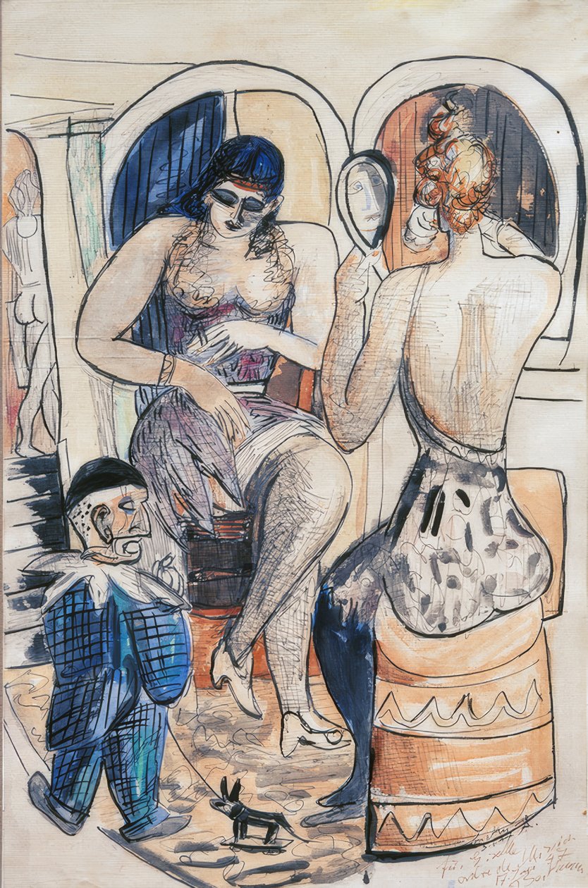 Két táncos (lány kék törpével) alkotó: Max Beckmann