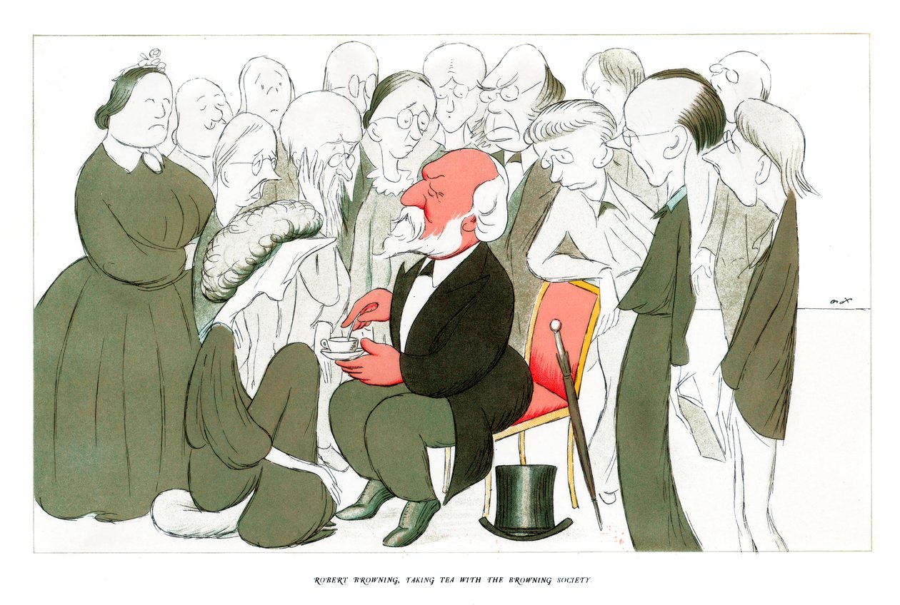 Robert Browning, Teázni a Browning Társasággal, 1904. alkotó: Henry Maximilian Beerbohm