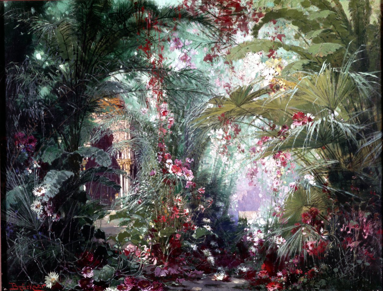 Richard Wagner „Parsifal” című előadásának dekorációja: a Klingsor kert. Bruckner szcenográfiája 1882. Wagner Múzeum, Bayreuth. alkotó: Max Bruckner