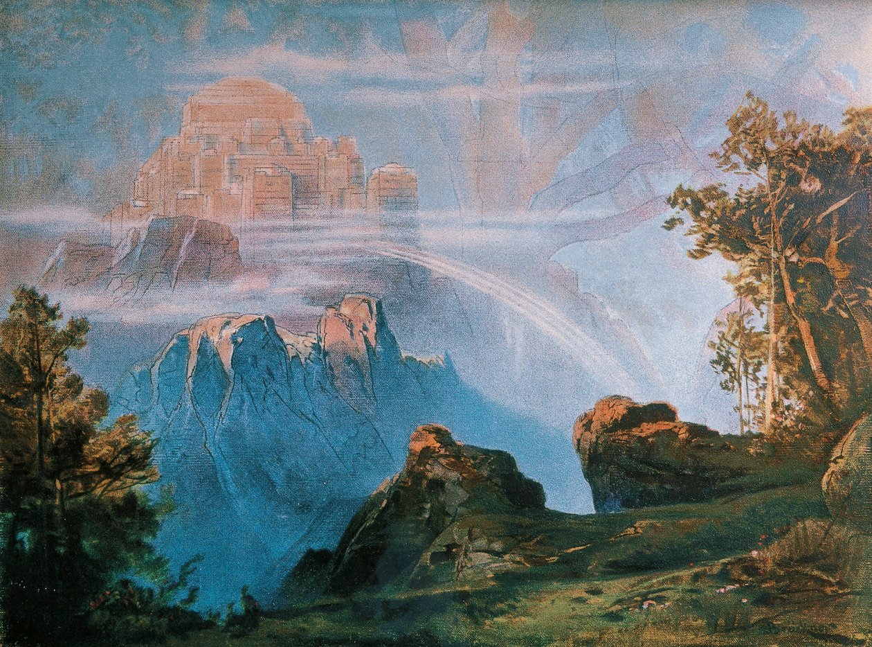 Németország, Bayreuth, Walhalla, Richard Wagner (1813-1883) Nibelungok gyűrűjének festői tervezésének háttere alkotó: Max Bruckner