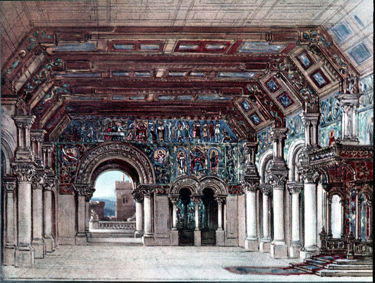 Richard Wagner Tannhauser című operájának díszlete. Bruckner szcenográfiája 1891. Bayreuth, Wagner Múzeum. alkotó: Max Bruckner