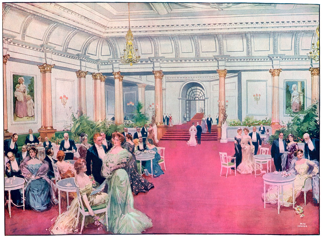 A londoni Savoy étterem előcsarnoka, 1905. alkotó: Max Cowper