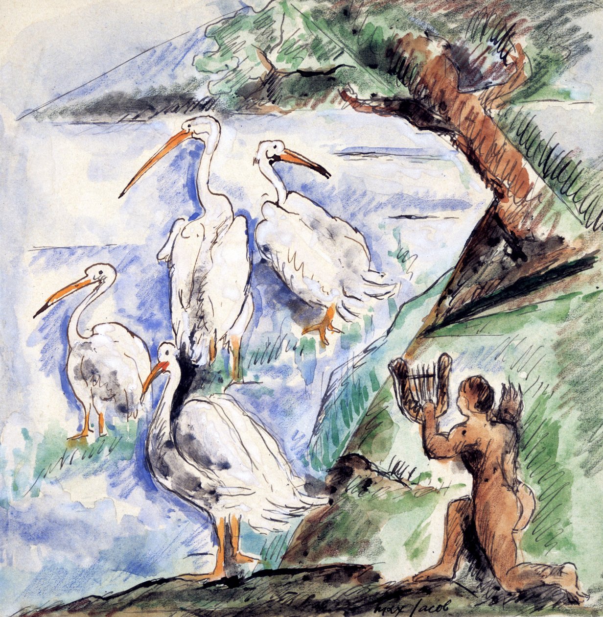 Orpheus a Pelicans-szel, 1900-1944 alkotó: Max Jacob