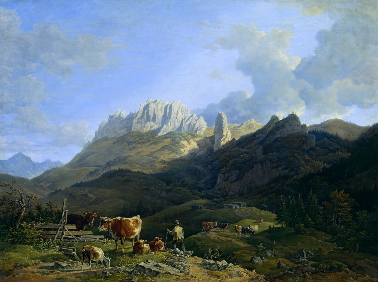 Alm táj Kampenwanddal alkotó: Max Joseph Wagenbauer