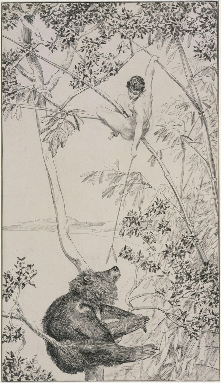 Medve és tündér, előtanulmány az Opus IV-hez, 1. lap (Singer 52) alkotó: Max Klinger