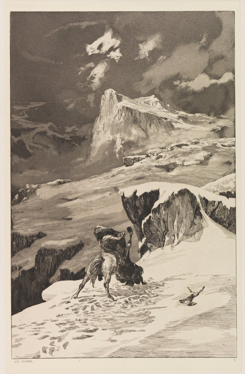 Harc a kentaurokkal Küzdő kentaurok V. lemez, Intermezzos, Opus IV..., 1881. alkotó: Max Klinger