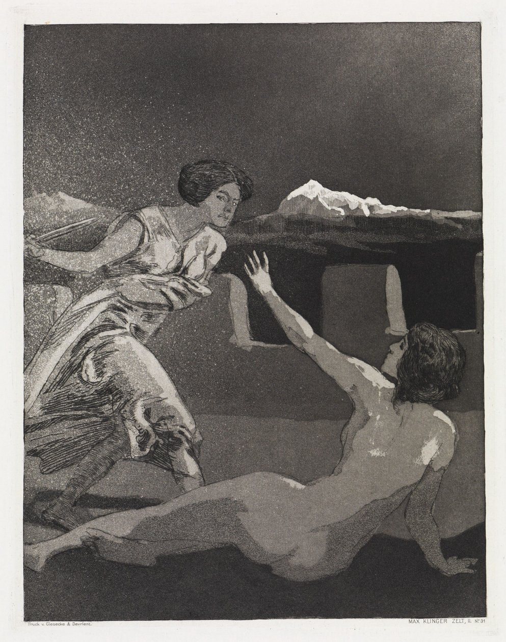 Fenyegetés (Sátor, XIV. mű, 2. rész, 31. sz.) alkotó: Max Klinger