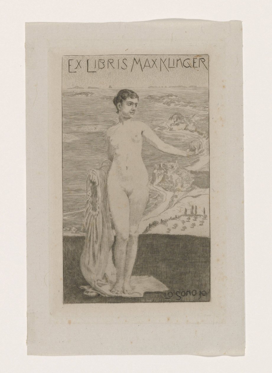 Ex libris van Max Klinger Lo sono io (cím az objektumon) alkotó: Max Klinger