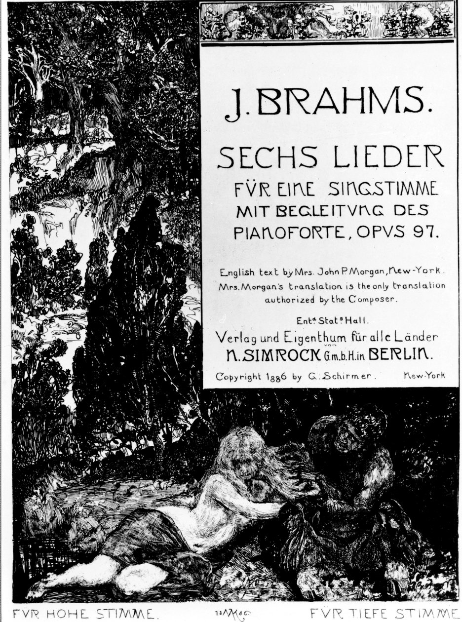 Johannes Brahms (1833-1897) "Six Lieder opus 97" (Six Songs opus 97) előlapja alkotó: Max Klinger