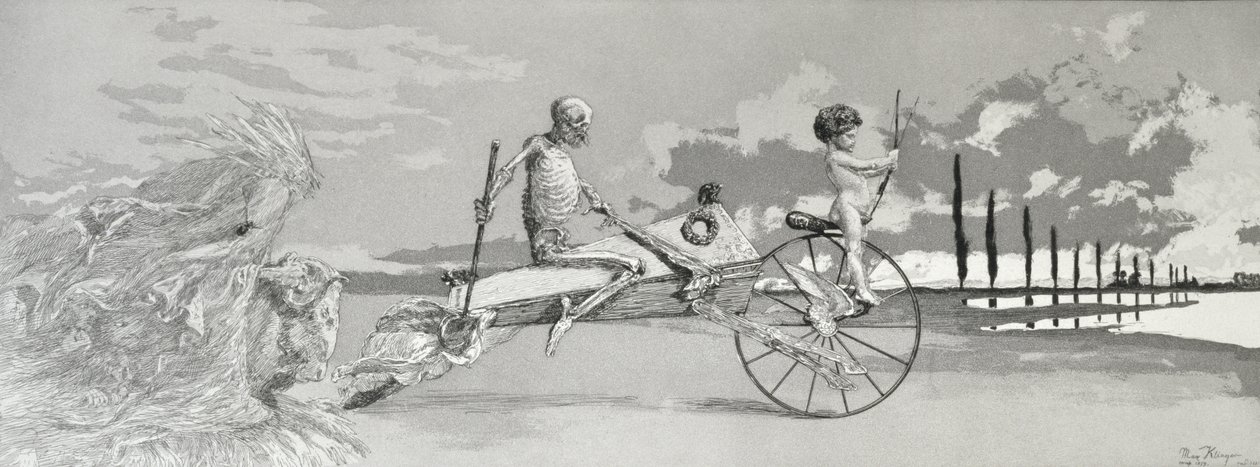 Szerelem, halál és túl, 1881, XII. lemez az Intermezziből (rézkarc, szárazhús és akvatinta) alkotó: Max Klinger