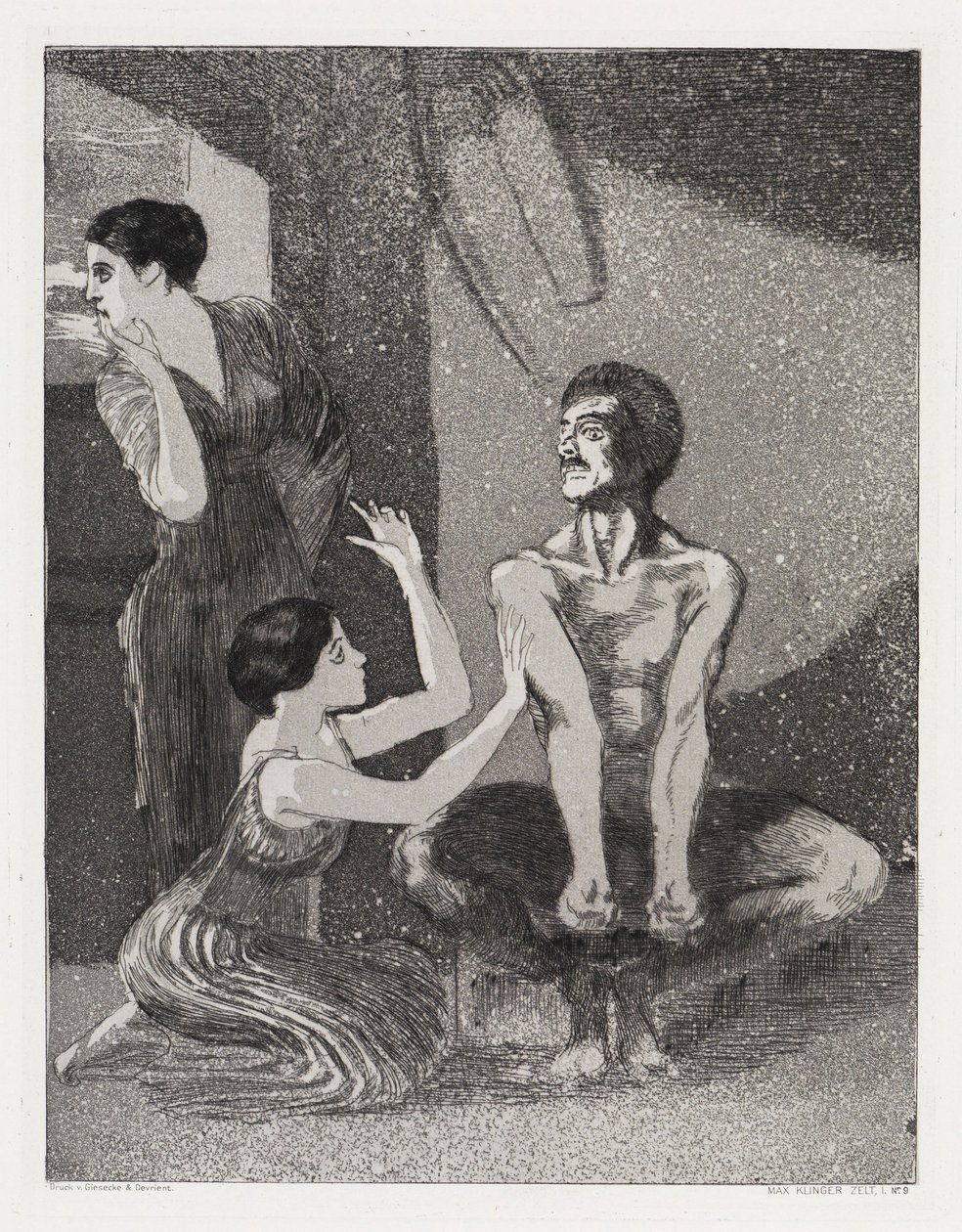 A lány és a nyílvessző (Sátor, XIV. mű, 1. rész, 9. szám) alkotó: Max Klinger