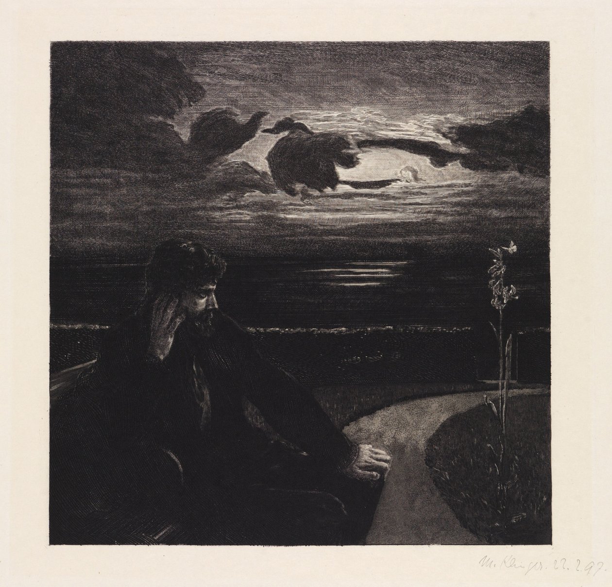 Éjszaka (A halálról, első rész, XI. opus, 1. lap) alkotó: Max Klinger