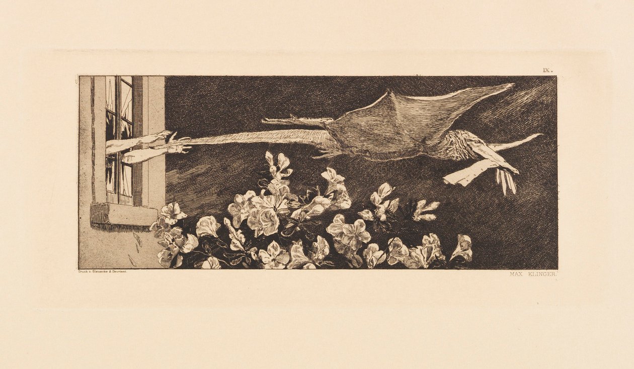 Opus VI, a Parafrázis a kesztyű megtalálásáról, 1881-ből. alkotó: Max Klinger