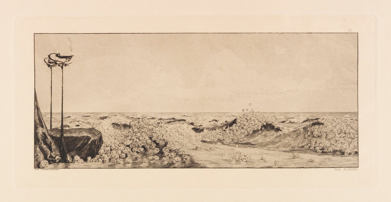 Opus VI, a Parafrázis a kesztyű megtalálásáról, 1881-ből. alkotó: Max Klinger