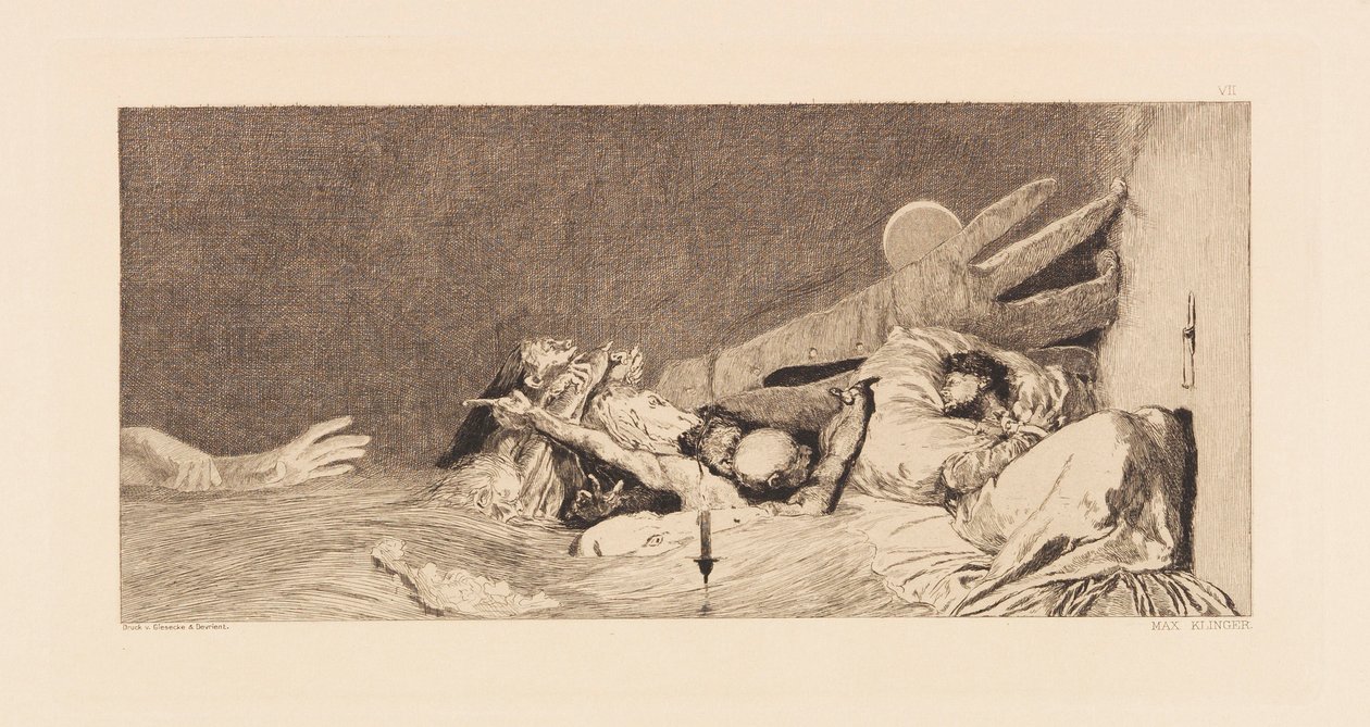 Opus VI, a Parafrázis a kesztyű megtalálásáról, 1881-ből. alkotó: Max Klinger