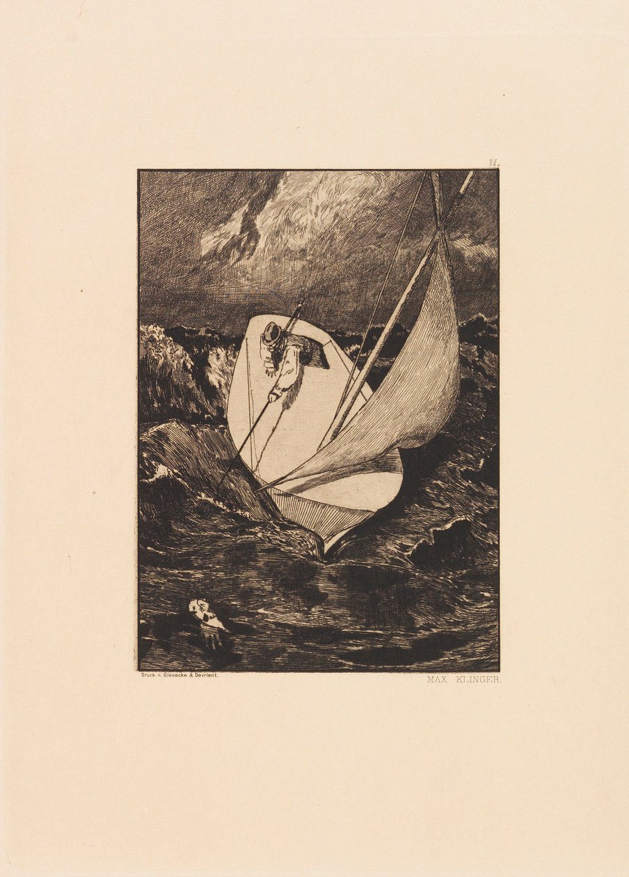 Opus VI, a Parafrázis a kesztyű megtalálásáról, 1881-ből. alkotó: Max Klinger
