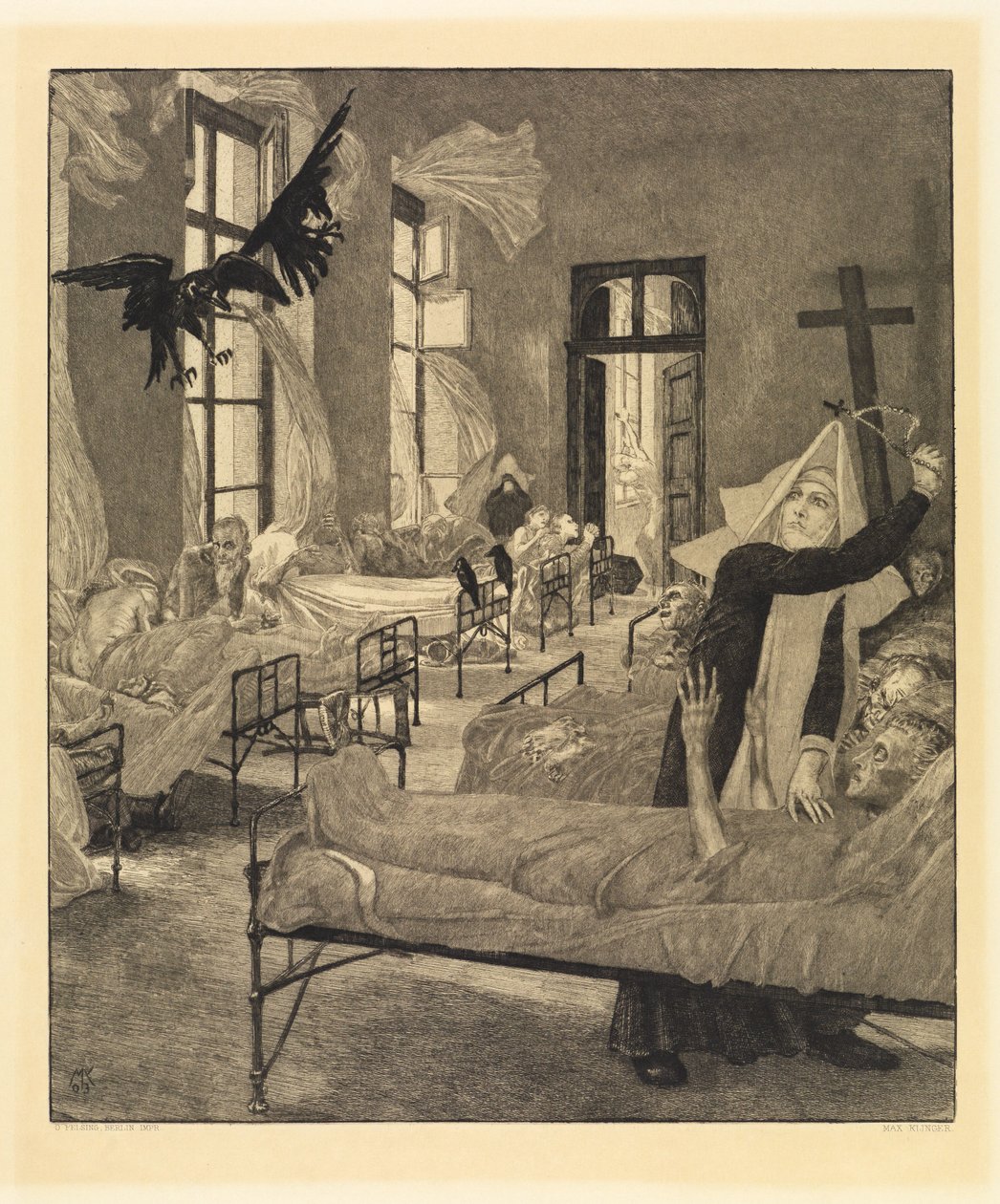 Pest (A halálról, második rész, Opus XI, 6. oldal) alkotó: Max Klinger