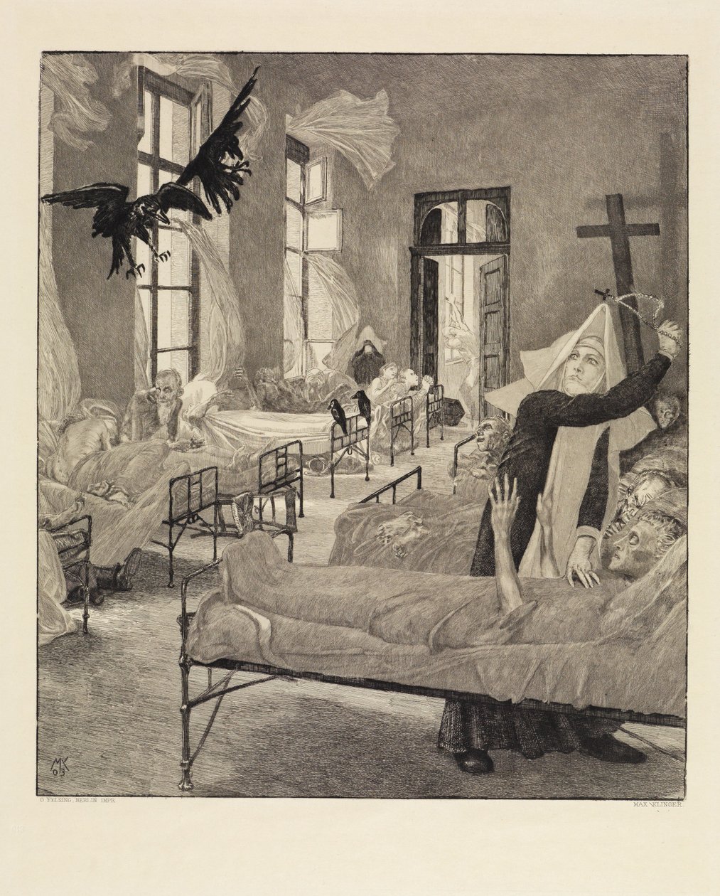 Pestis (A halálról, második rész, XI. opus, 6. lap) alkotó: Max Klinger