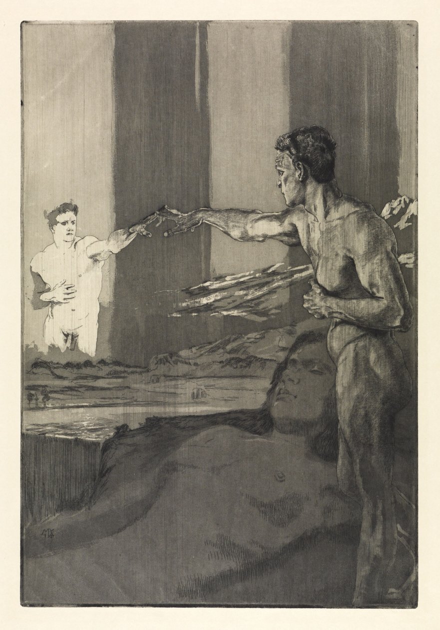 Filozófus (A halálról, második rész, Opus XI, 4. lap) alkotó: Max Klinger