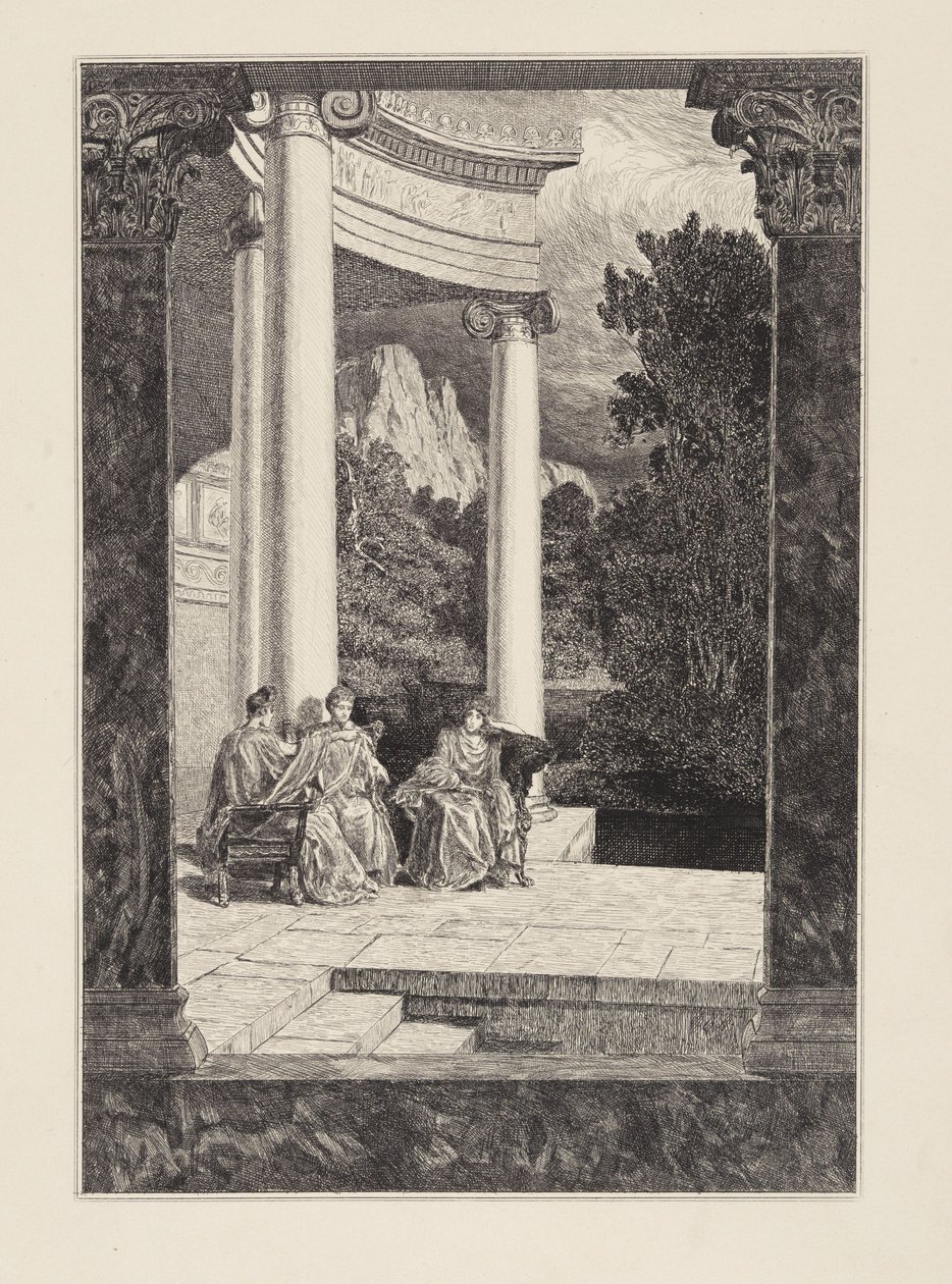 Psyche és nővérei (Ámor és Psyche, V. opus, 18. lap) alkotó: Max Klinger