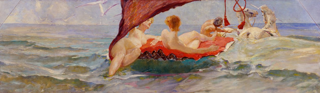 Vénusz kagylószekéren. Az Albers-villa faldekorációjának része Berlin-Steglitzben alkotó: Max Klinger