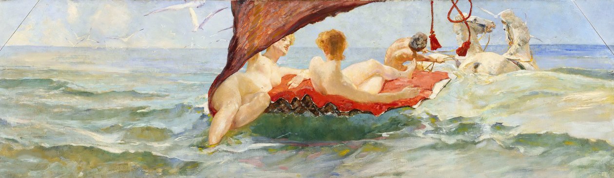 Vénusz a kagylókocsiban. Az Albers-villa faldíszének része, 1884-1885. alkotó: Max Klinger