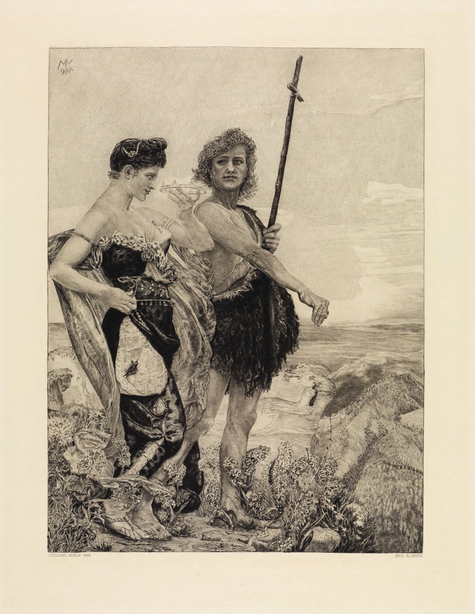 Kísértés (A halálról, második rész, Opus XI, 10. oldal) alkotó: Max Klinger