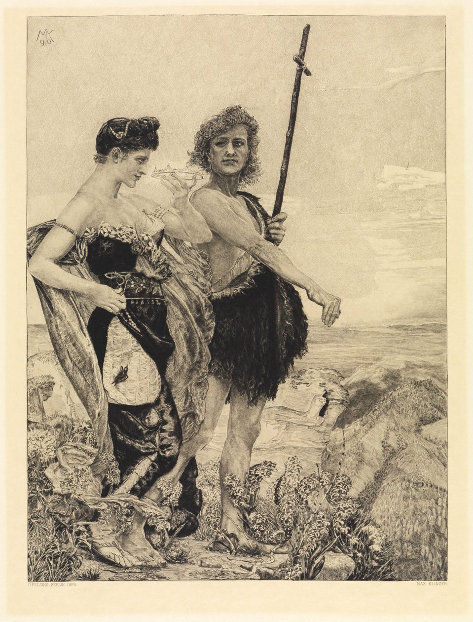 Kísértés (A halálról, második rész, Opus XI, 10. oldal) alkotó: Max Klinger