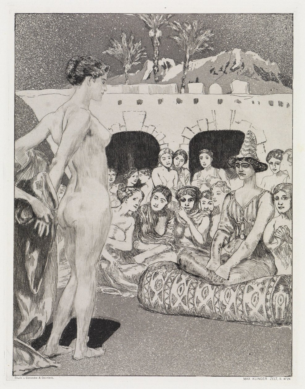 A királynő előtt (Sátor, Opus XIV, 2. rész, 24. sz.) alkotó: Max Klinger
