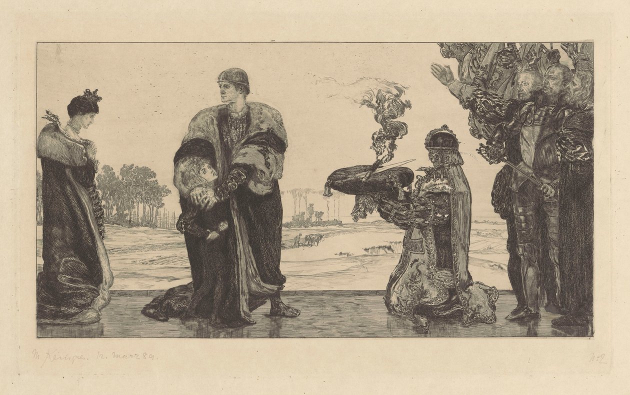 Uralkodó és halál, elvetett tábla a következő ciklushoz: A halálról, II. rész, 2. tábla, Op. XIII alkotó: Max Klinger