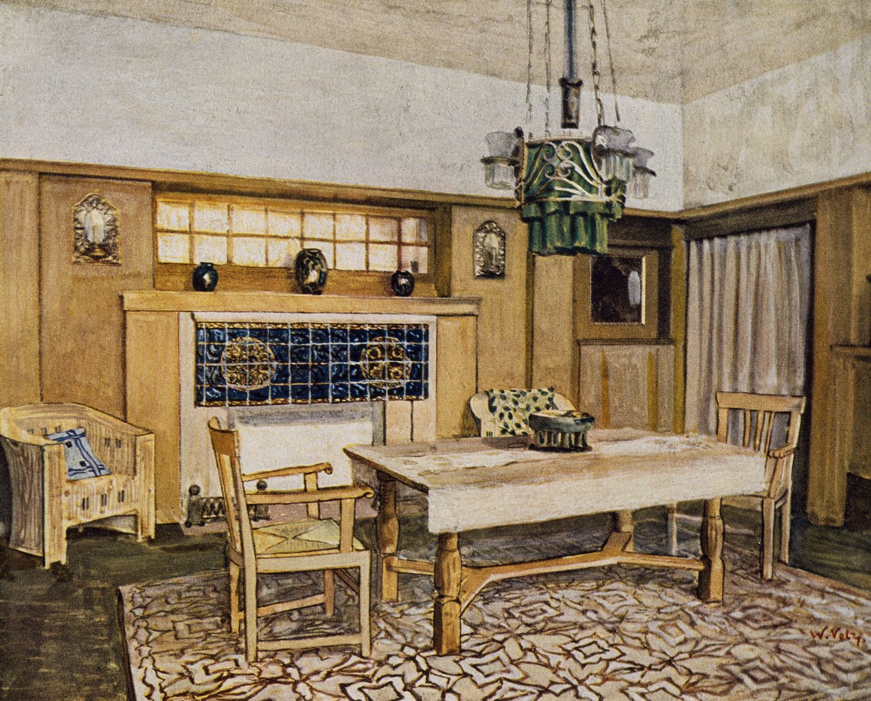 Ebédlő, Karlsruhe, XX. század (rajz) alkotó: Max Laeuger