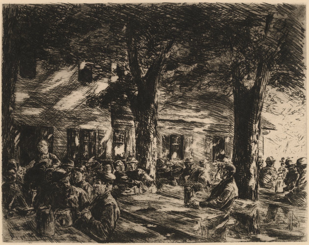 Egy taverna kert Rosenheimben alkotó: Max Liebermann