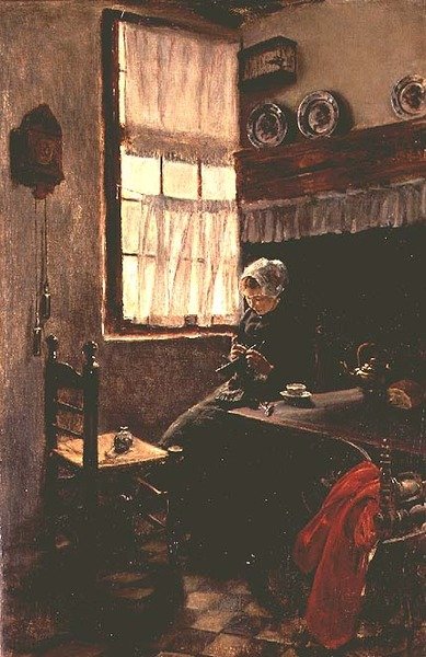 Egy fiatal nő kötés egy belső alkotó: Max Liebermann