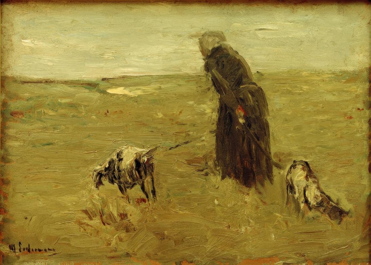 Öreg nő kecskékkel alkotó: Max Liebermann