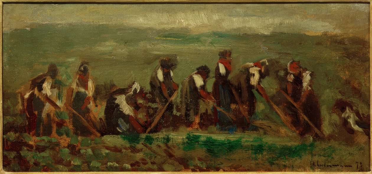 Dolgozók a répaföldön – összetételtanulmány alkotó: Max Liebermann