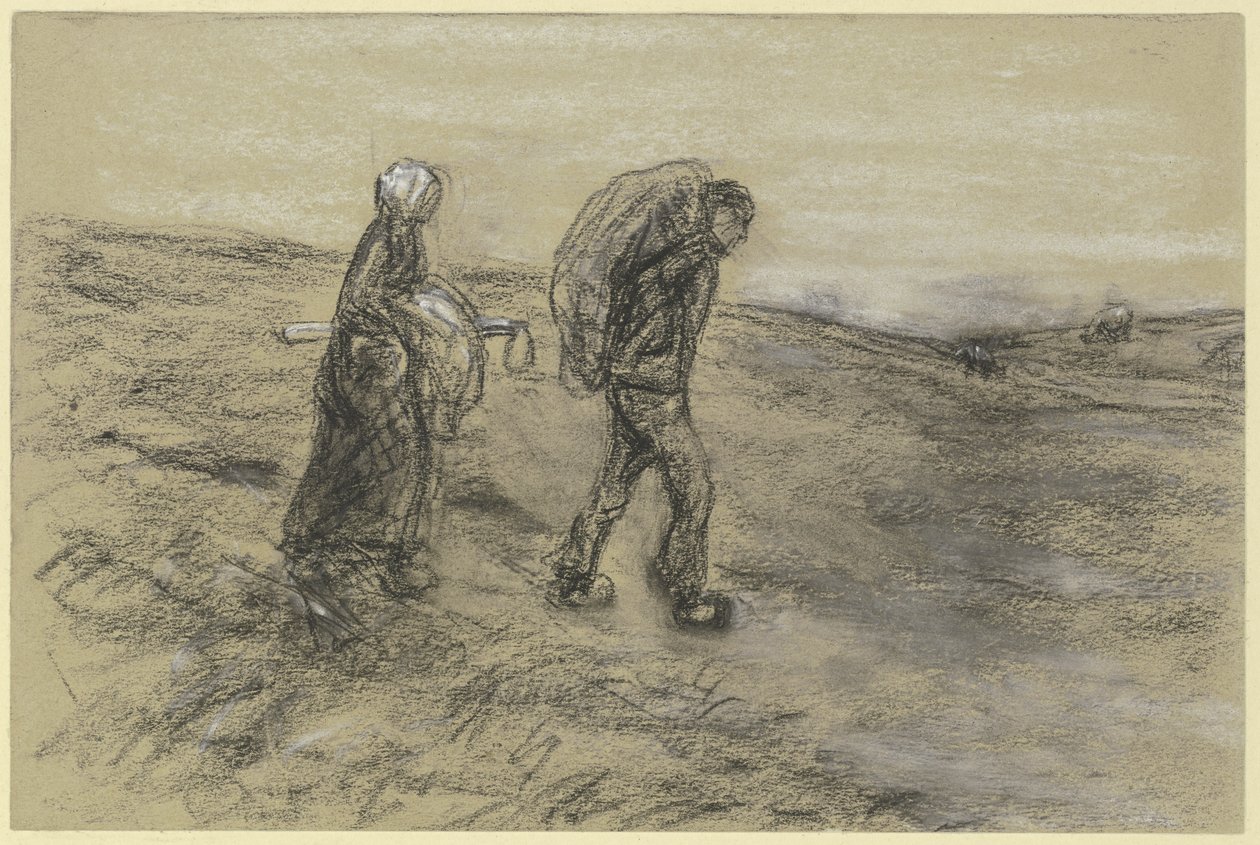 Feleségével a mezei munkából hazatérő munkás alkotó: Max Liebermann