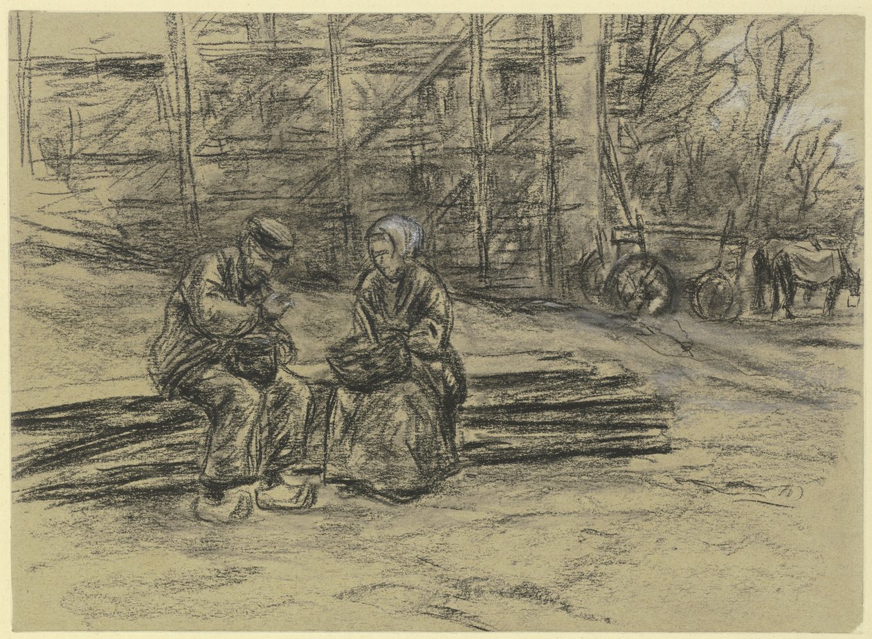 Munkás, aki éppen megeszi az ebédjét alkotó: Max Liebermann