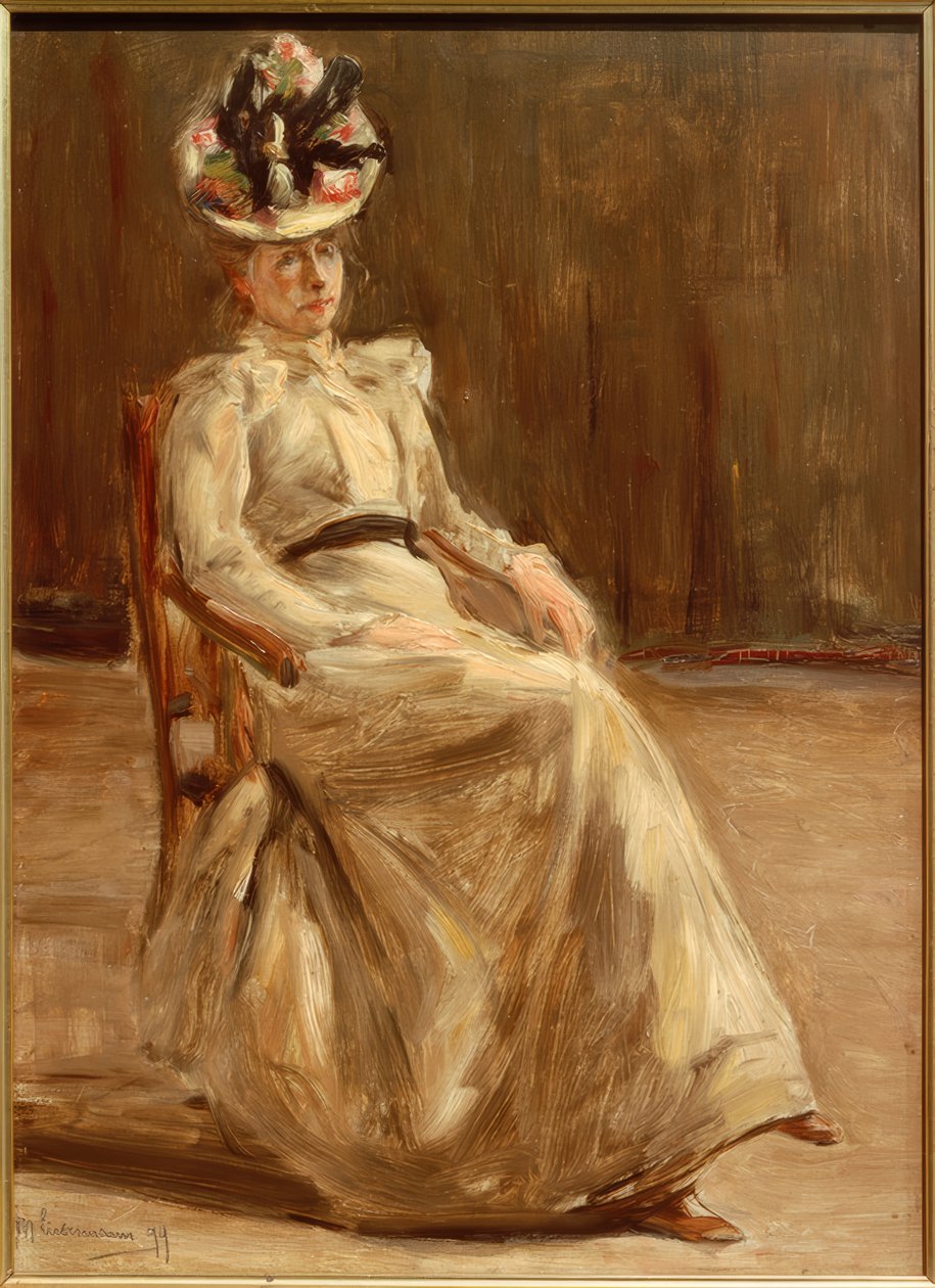 Ülő hölgy portréja egész alakban alkotó: Max Liebermann