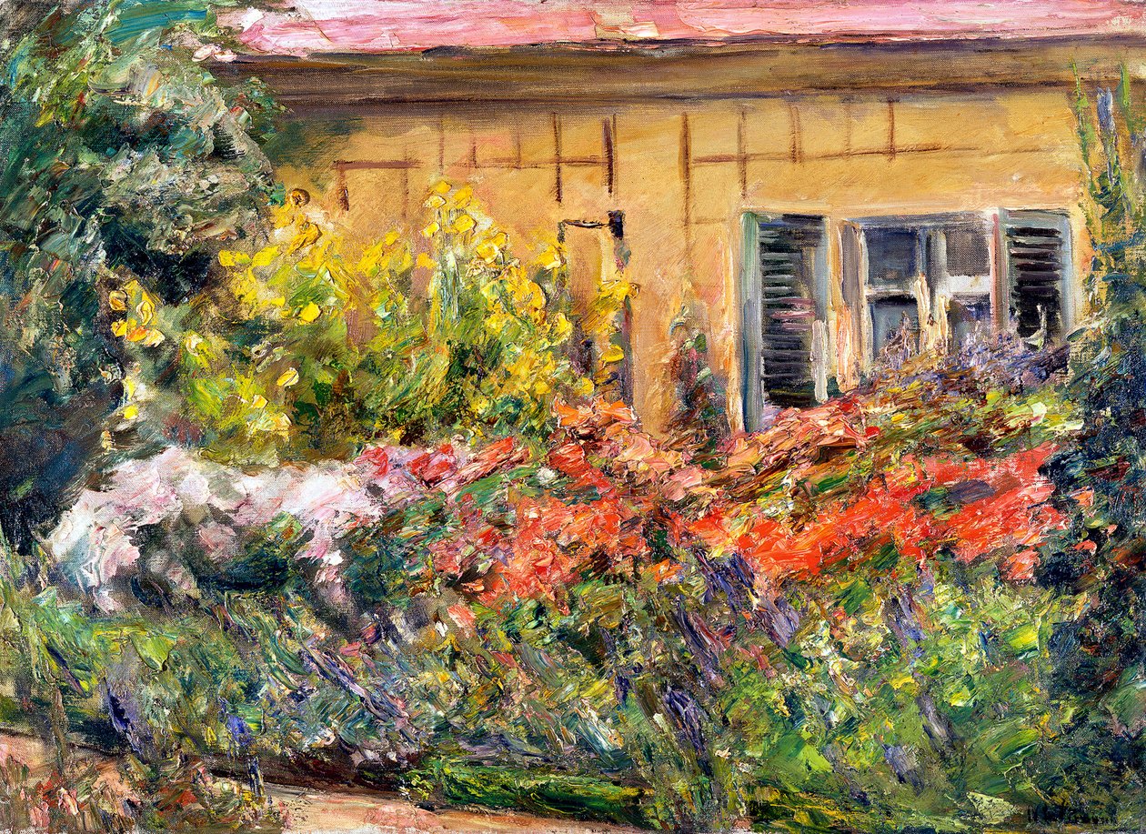 Virágzó évelők a kertész házikója mellett, észak felé alkotó: Max Liebermann