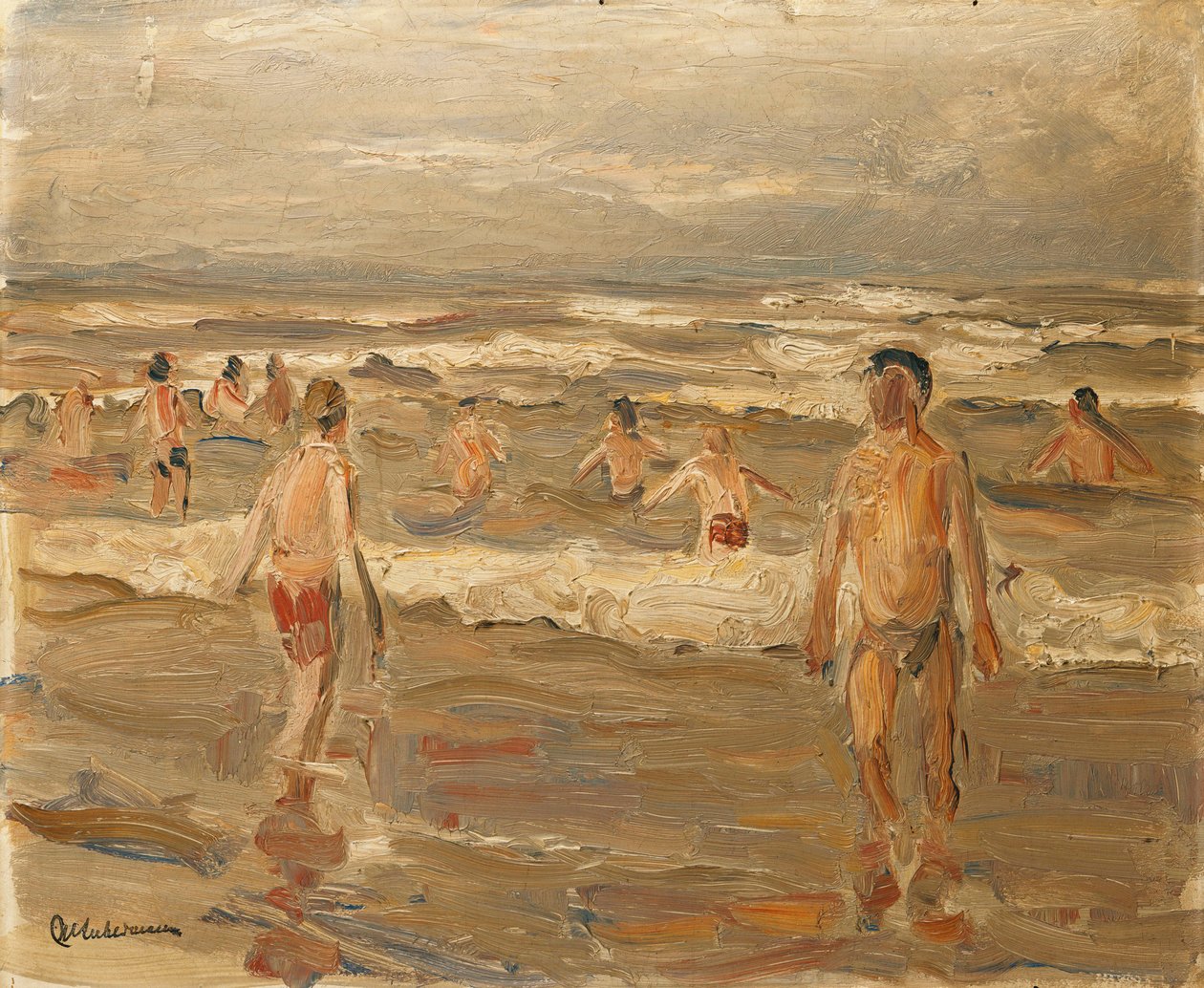 Fiúk fürdőznek a tengerben; Fiúk fürdőznek a tengerben, 1899 alkotó: Max Liebermann
