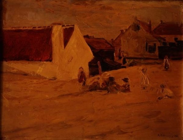 Gyerekek játszanak a faluban alkotó: Max Liebermann