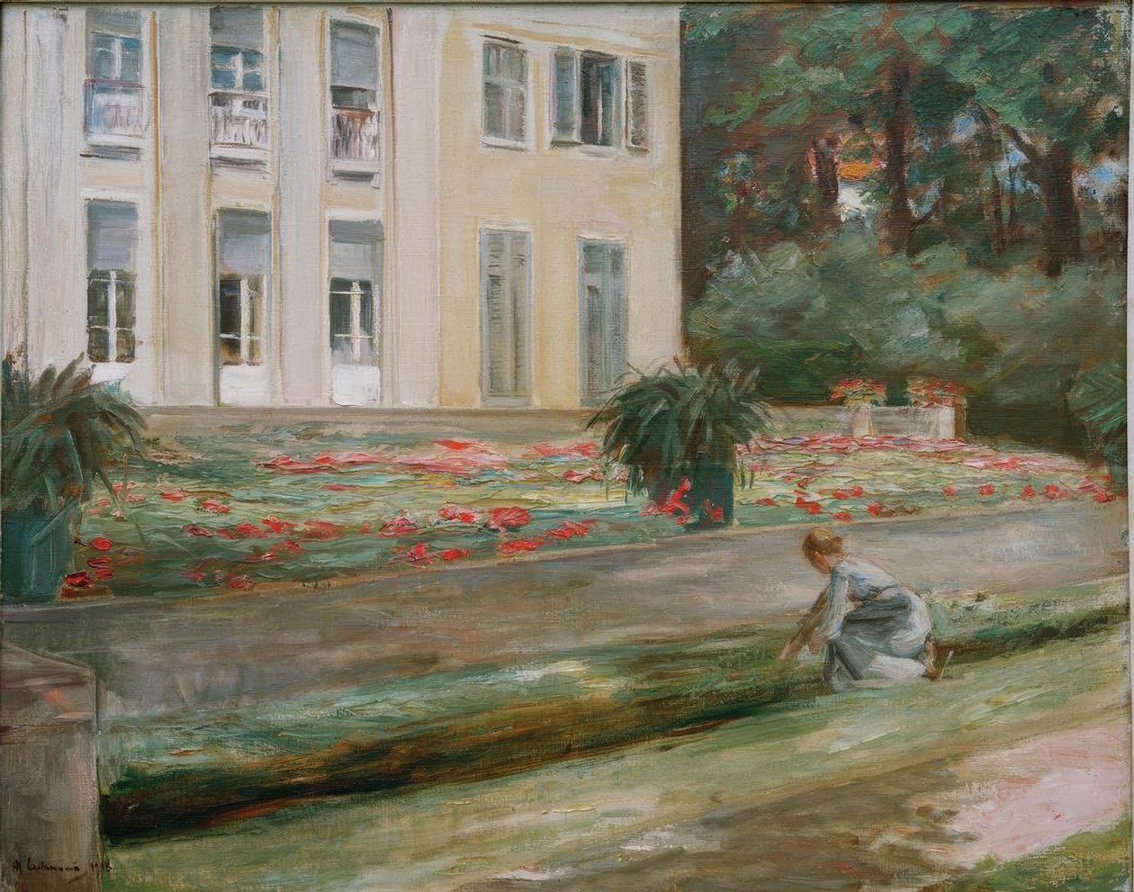 A virágterasz a Wannsee kertben északnyugatra alkotó: Max Liebermann