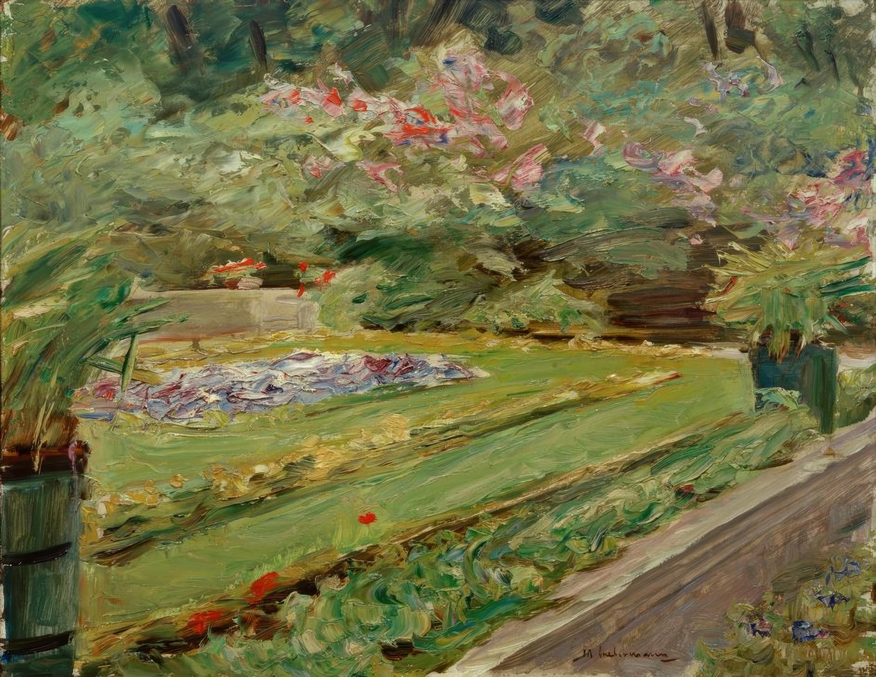 A virágterasz a Wannsee-kertben északnyugati irányban alkotó: Max Liebermann