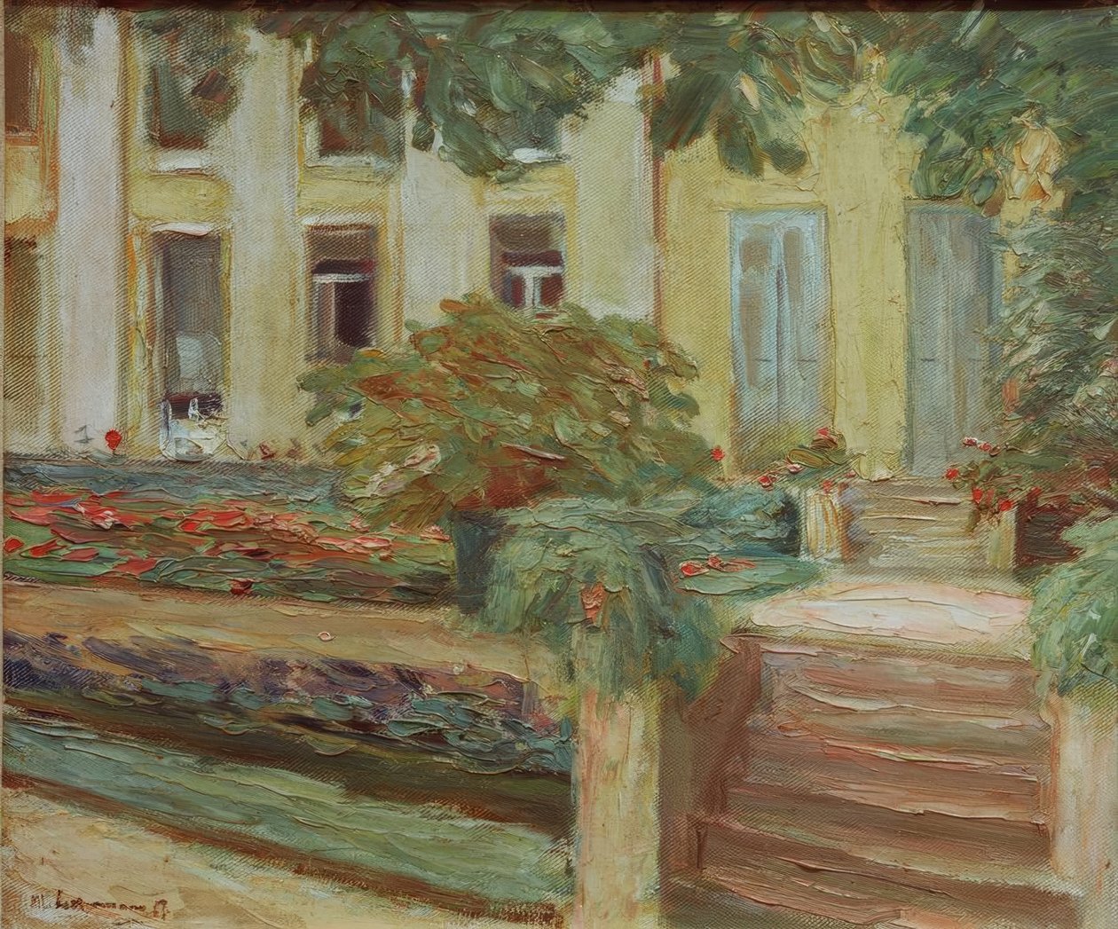 A virágos terasz a Wannsee kertben délnyugatra alkotó: Max Liebermann