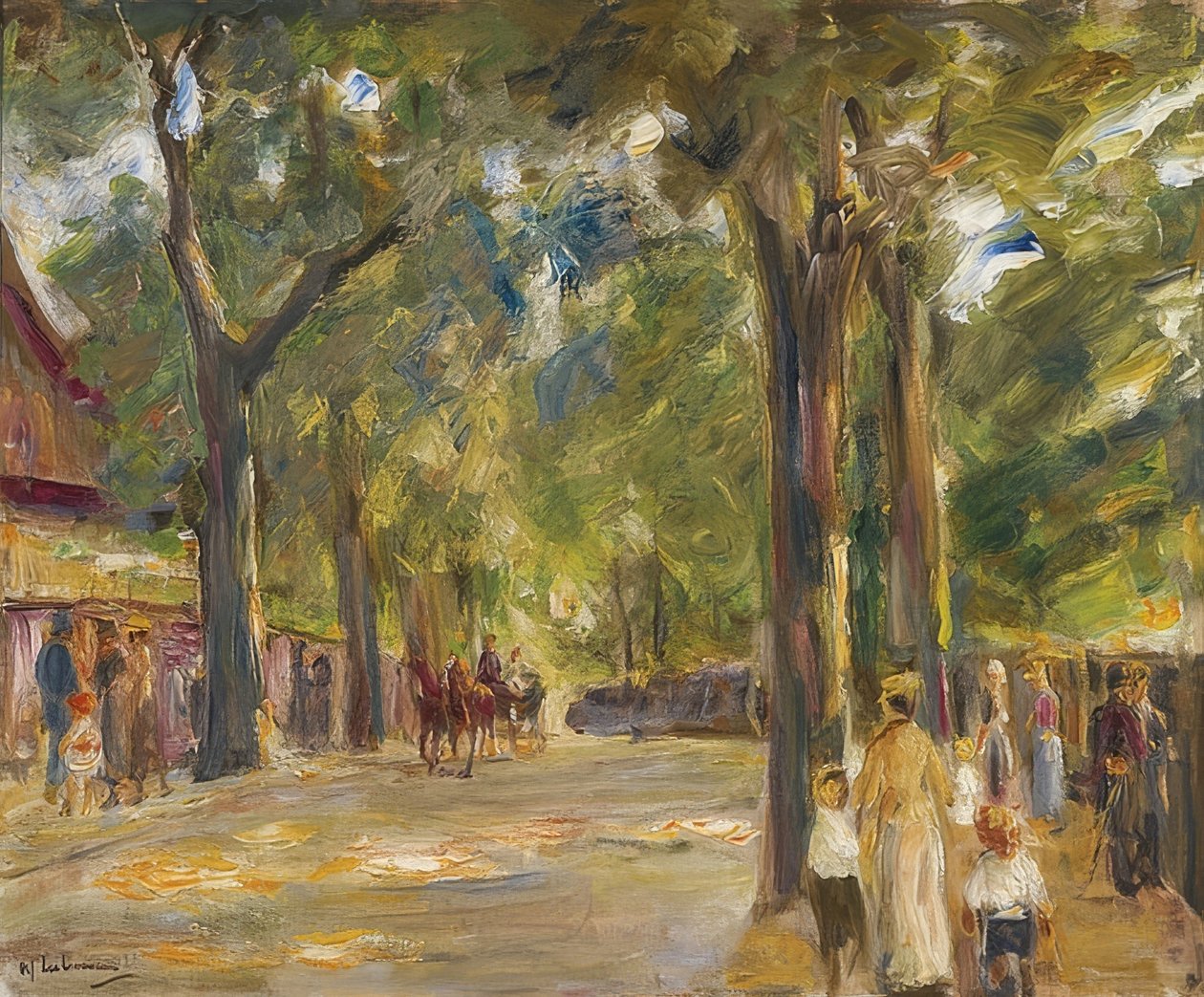 A nagy Seestrasse Wannsee-ben sétálókkal alkotó: Max Liebermann