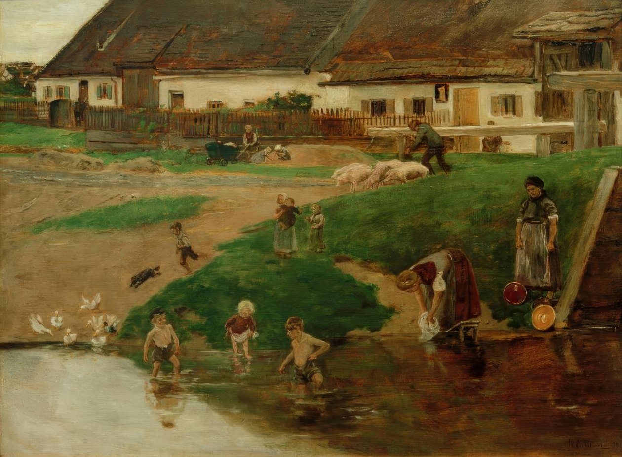 Falusi tavacska Etzenhausenben - falusi idill alkotó: Max Liebermann