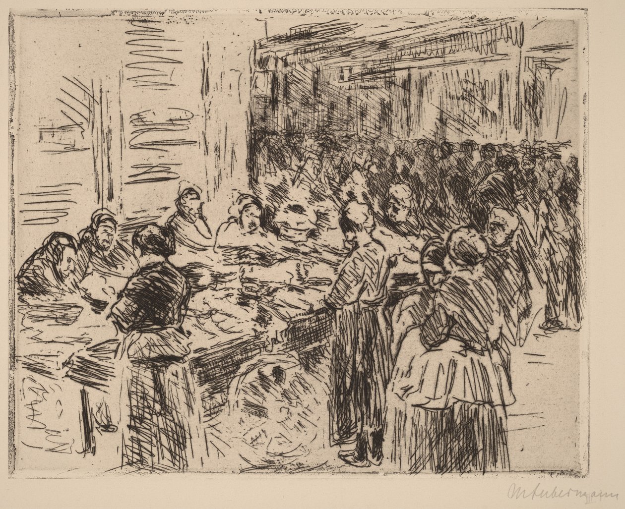 Az amszterdami zsidó negyedből: halpiac az utcasarkon alkotó: Max Liebermann